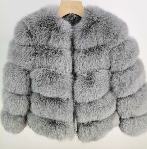 Cindy fur coat grey