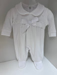 Bow velour babygrow