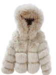 Cindy fur coat beige with hood