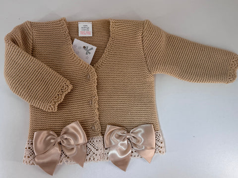 Beige bow cardigan