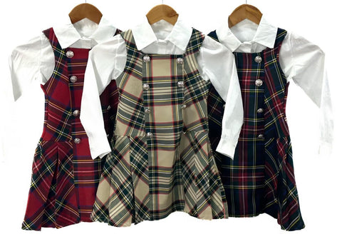 Jade. Tartan dress set beige