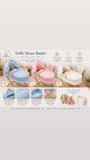 Dolls Moses basket and wooden stand