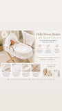 Dolls Moses basket and wooden stand