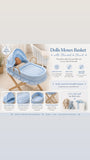 Dolls Moses basket and wooden stand