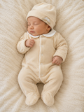 Angelwing  velour babygrow beige