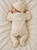 Angelwing  velour babygrow beige