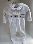 Elephant velour babygrow