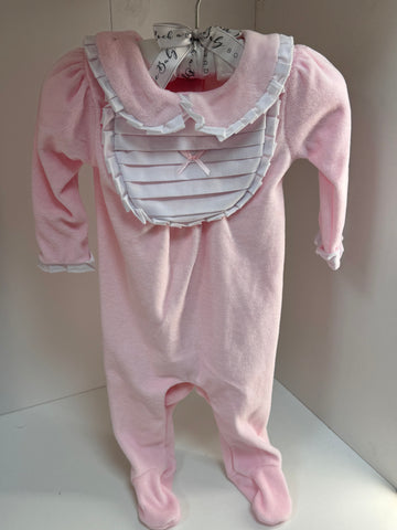 Bow velour babygrow