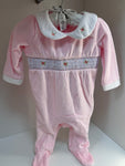 Rose petal velour babygrow