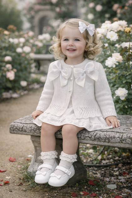 White bow cardigan