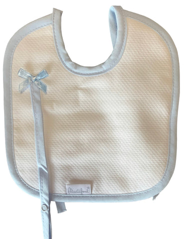 soft touch bib with soother attachment -blue