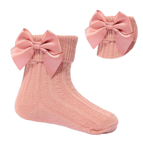 ankle Bow Socks- Dusty Pink