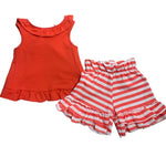 Robyn stripped shorts set -coral