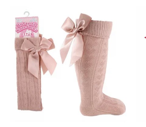 Dust pink bow socks