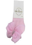 Diamond laced bow sock -pink