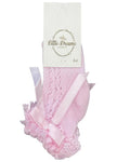 laced bow sock-pink