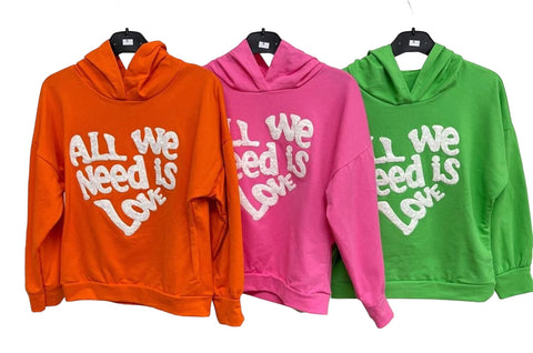 All we need is love hoody  orange