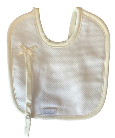 soft touch bib with soother attachment -cream