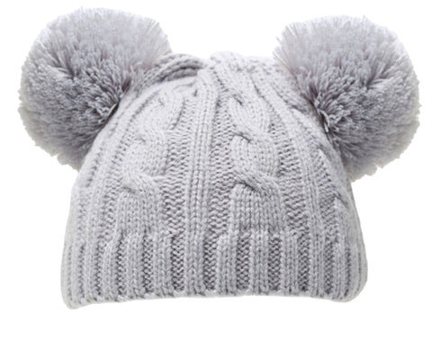 Grey pom-pom hat