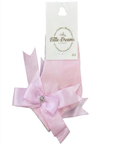 Diamond bow sock -pink