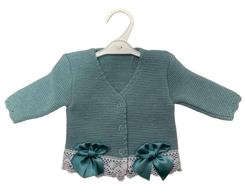 Bow laced cardigan -sage