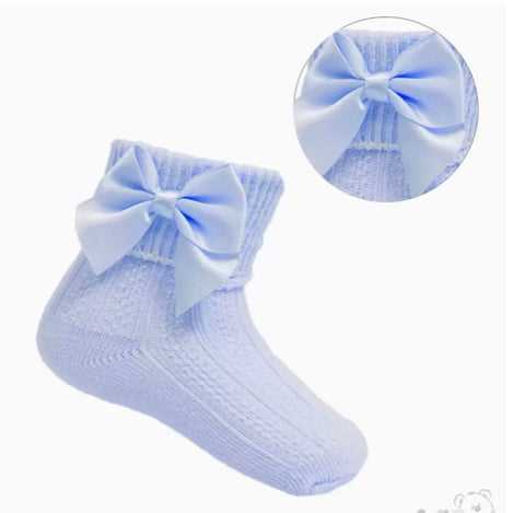 ankle Bow Socks- blue