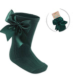 Demi Bow Socks-Bottle Green