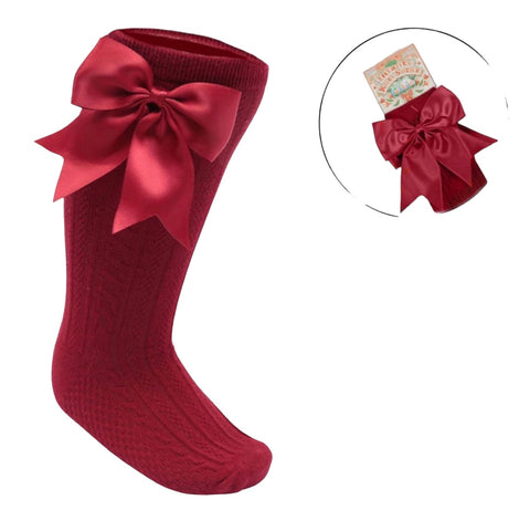 Demi Bow Socks- wine