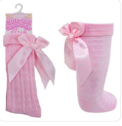 pink bow socks 2-9 years