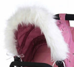 Pram doll hood fur white