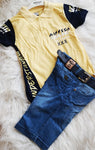 Yellow Jean Short Set