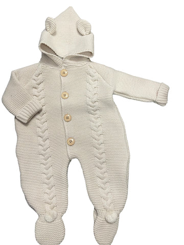 Baby knitted onesie-beige