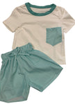 Ben stripped short set -green