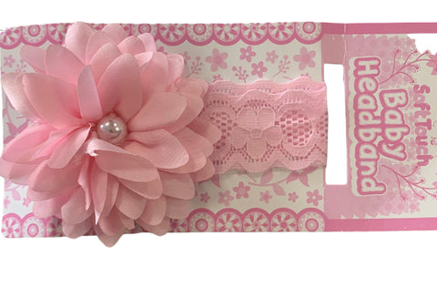 pink pearl flower hair band