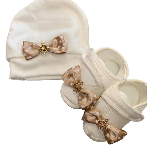 Soft-sole and hat set champagne