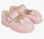 pink  bow hard sole shoes