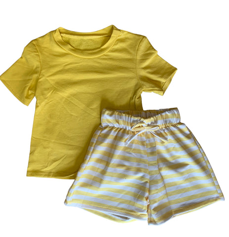 stripped short set -yellow