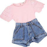 Denimn Short and Blouse Set