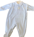 Blue velvet  bow babygrow