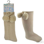 Deluxe Pom Pom Socks-Beige