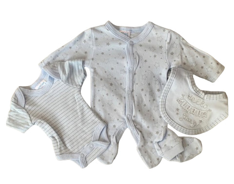 hello little star babygrow set-blue