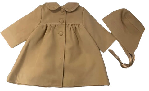 Girls coat with bonnet-beige