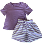 stripped short set -purple