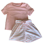 stripped short set -pink