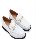 white buckle loafers