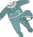 Teal bow knitted set set