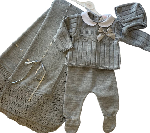 Grey shawl and knitted set