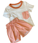 Ben stripped short set -orange