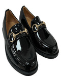 Black buckle loafers