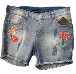 Rose denim shorts